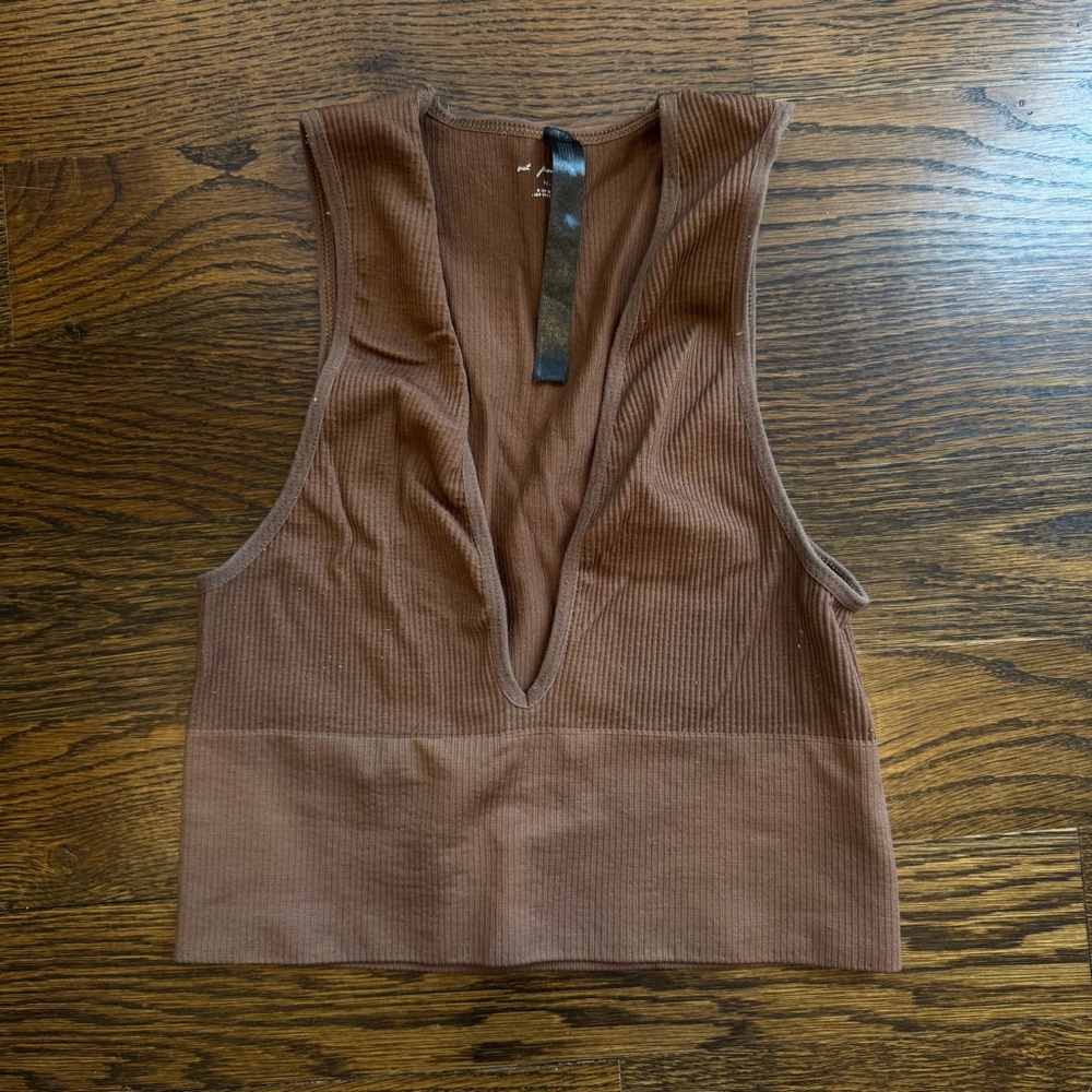 Urban Outfitters Brown V Neck Crop Tank Top